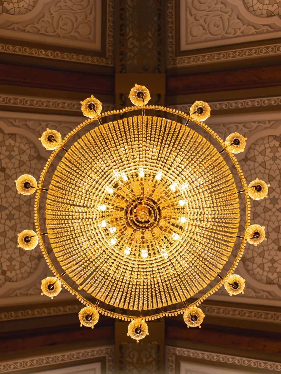 Crystal chandelier seen from below